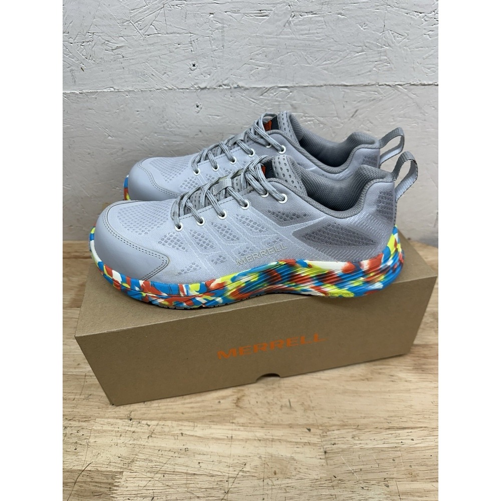 Merrell Moab Flight CF Lunar Womens 9 Shoe Gray Multicolor Oil Resist Safety Toe